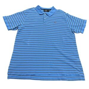 Polo Jeans Co Ralph Lauren Mens XXL Blue Striped Short Sleeve Polo Shirt Cotton